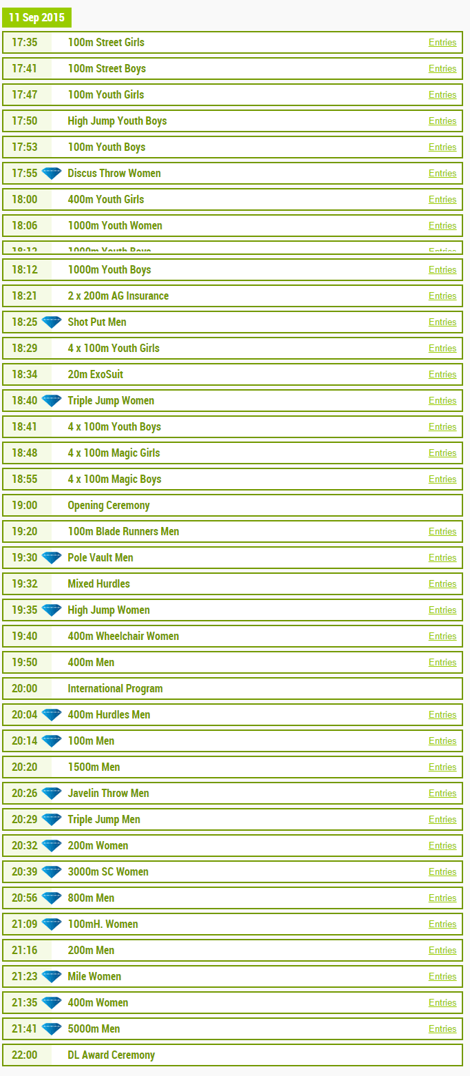 Brussels diamondleague programme