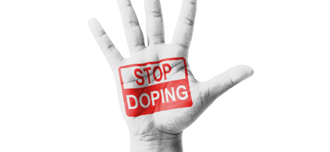 Stop doping printed on hand